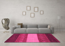 Machine Washable Abstract Pink Modern Rug in a Living Room, wshabs1447pnk