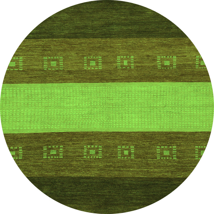 Round Machine Washable Abstract Green Modern Area Rugs, wshabs1447grn