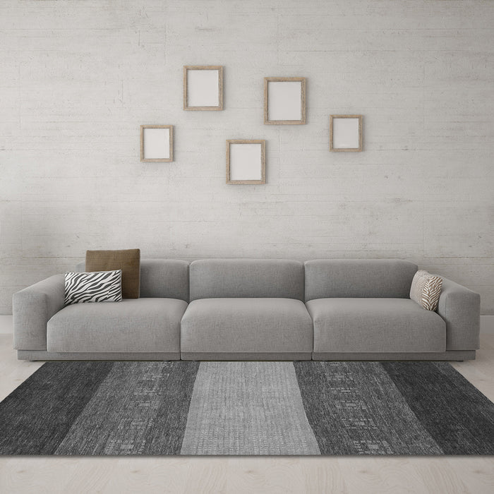 Machine Washable Abstract Gray Modern Rug in a Living Room,, wshabs1447gry