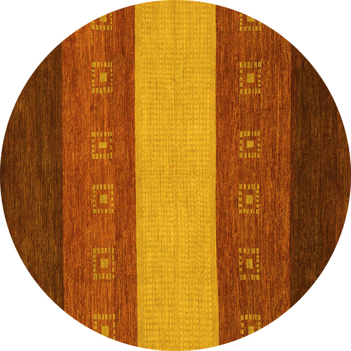 Round Abstract Yellow Modern Rug, abs1447yw