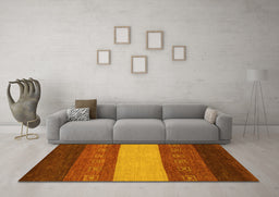 Machine Washable Abstract Yellow Modern Rug in a Living Room, wshabs1447yw