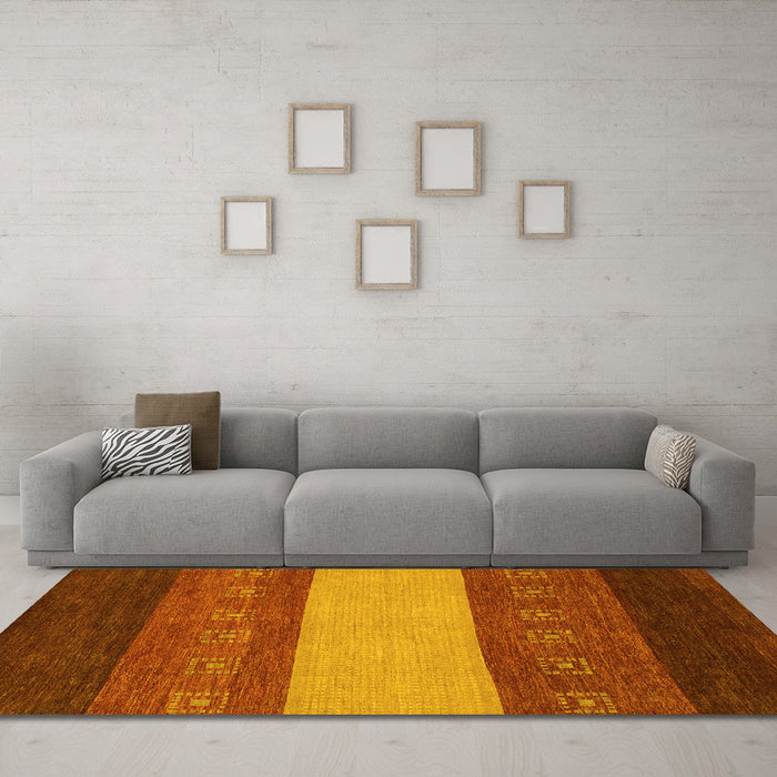 Machine Washable Abstract Yellow Modern Rug in a Living Room, wshabs1447yw