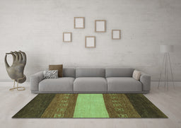 Machine Washable Abstract Turquoise Modern Area Rugs in a Living Room,, wshabs1447turq