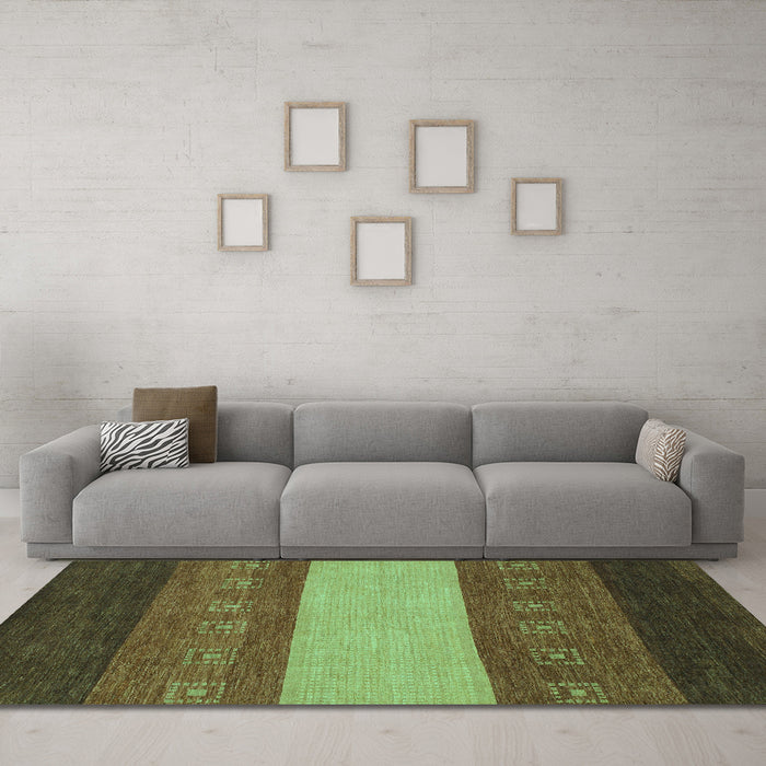 Machine Washable Abstract Turquoise Modern Area Rugs in a Living Room,, wshabs1447turq