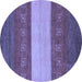 Round Abstract Blue Modern Rug, abs1448blu