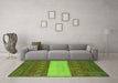 Machine Washable Abstract Green Modern Area Rugs in a Living Room,, wshabs1448grn