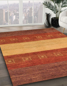 Abstract Red Modern Rug in Family Room, abs1448