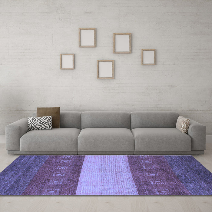 Machine Washable Abstract Blue Modern Rug in a Living Room, wshabs1448blu