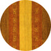 Round Abstract Yellow Modern Rug, abs1448yw