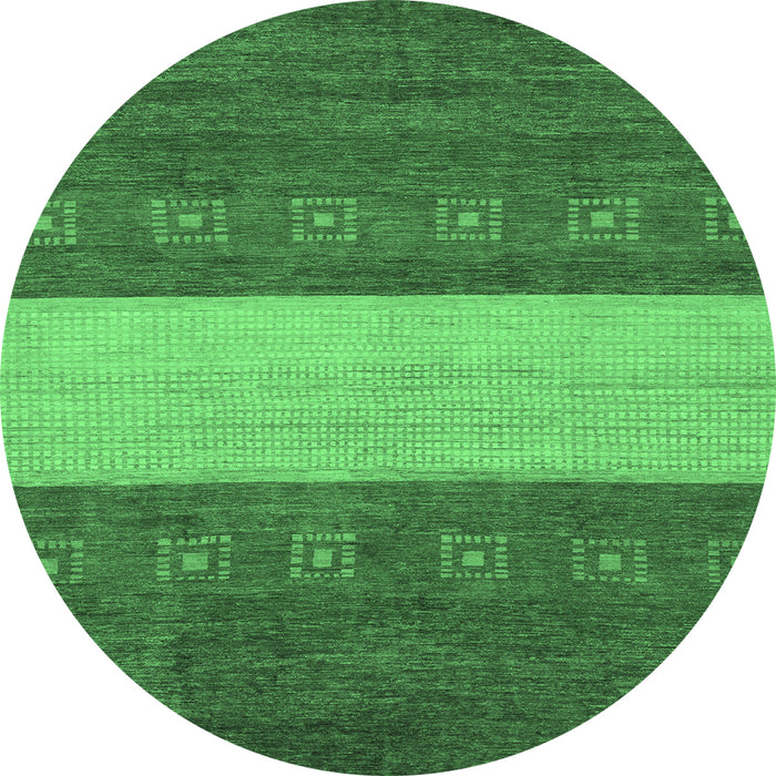Round Abstract Emerald Green Modern Rug, abs1448emgrn