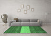 Machine Washable Abstract Emerald Green Modern Area Rugs in a Living Room,, wshabs1448emgrn