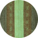 Round Abstract Turquoise Modern Rug, abs1448turq