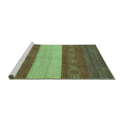 Sideview of Machine Washable Abstract Turquoise Modern Area Rugs, wshabs1448turq