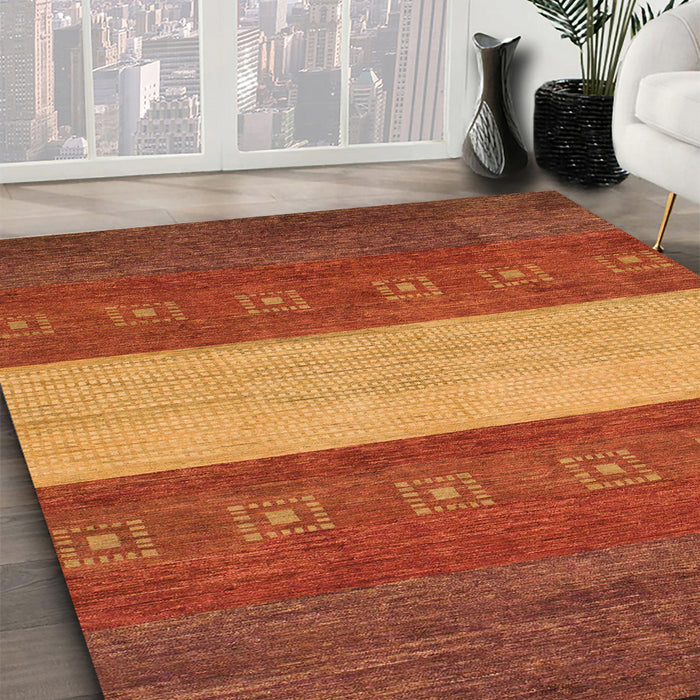 Abstract Red Modern Rug in Family Room, abs1448