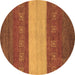 Round Abstract Brown Modern Rug, abs1448brn