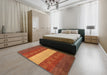 Abstract Red Modern Rug in a Bedroom, abs1448