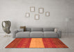 Machine Washable Abstract Orange Modern Area Rugs in a Living Room, wshabs1448org