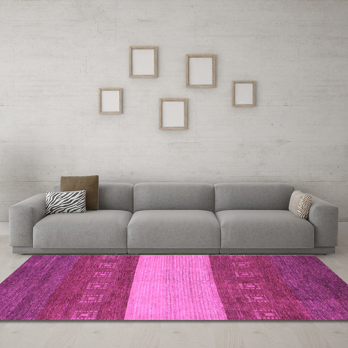 Machine Washable Abstract Purple Modern Area Rugs in a Living Room, wshabs1448pur