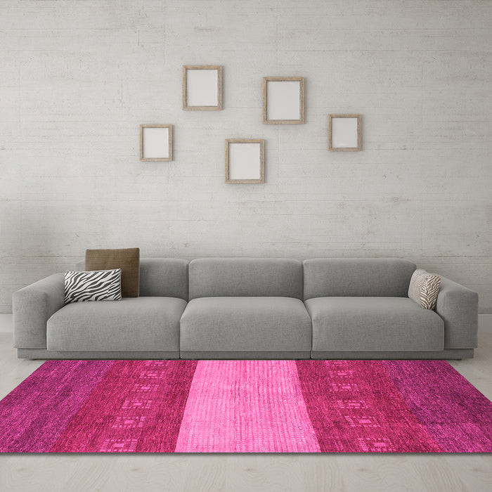 Machine Washable Abstract Pink Modern Rug in a Living Room, wshabs1448pnk