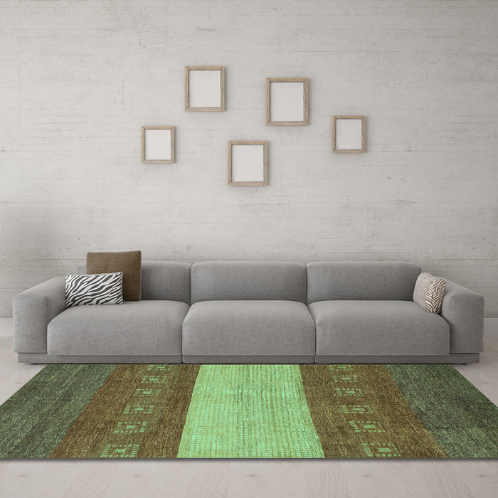 Machine Washable Abstract Turquoise Modern Area Rugs in a Living Room,, wshabs1448turq