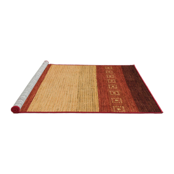 Sideview of Machine Washable Abstract Tomato Red Rug, wshabs1449