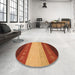 Round Machine Washable Abstract Tomato Red Rug in a Office, wshabs1449