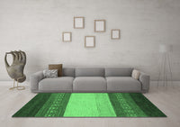 Machine Washable Abstract Emerald Green Modern Rug, wshabs1449emgrn