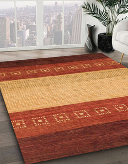 Abstract Red Modern Rug in Family Room, abs1449