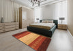 Machine Washable Abstract Tomato Red Rug in a Bedroom, wshabs1449