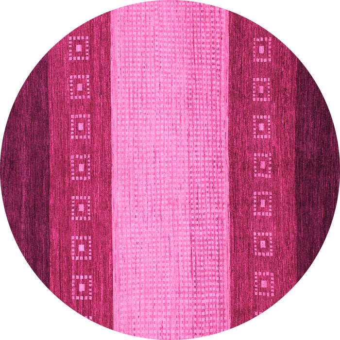 Round Machine Washable Abstract Pink Modern Rug, wshabs1449pnk