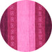 Round Machine Washable Abstract Pink Modern Rug, wshabs1449pnk