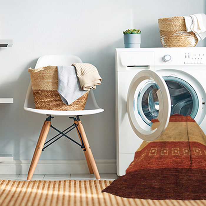 Machine Washable Abstract Tomato Red Rug in a Washing Machine, wshabs1449