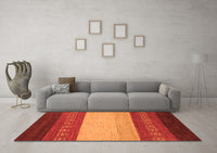 Machine Washable Abstract Orange Modern Rug, wshabs1449org