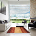 Square Abstract Red Modern Rug in a Living Room, abs1449