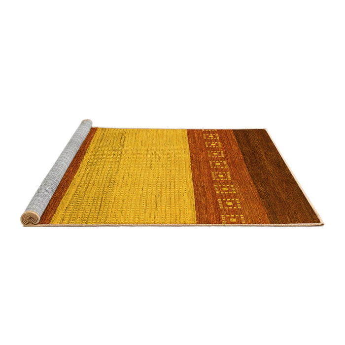Sideview of Machine Washable Abstract Yellow Modern Rug, wshabs1449yw