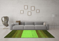 Machine Washable Abstract Green Modern Rug, wshabs1449grn