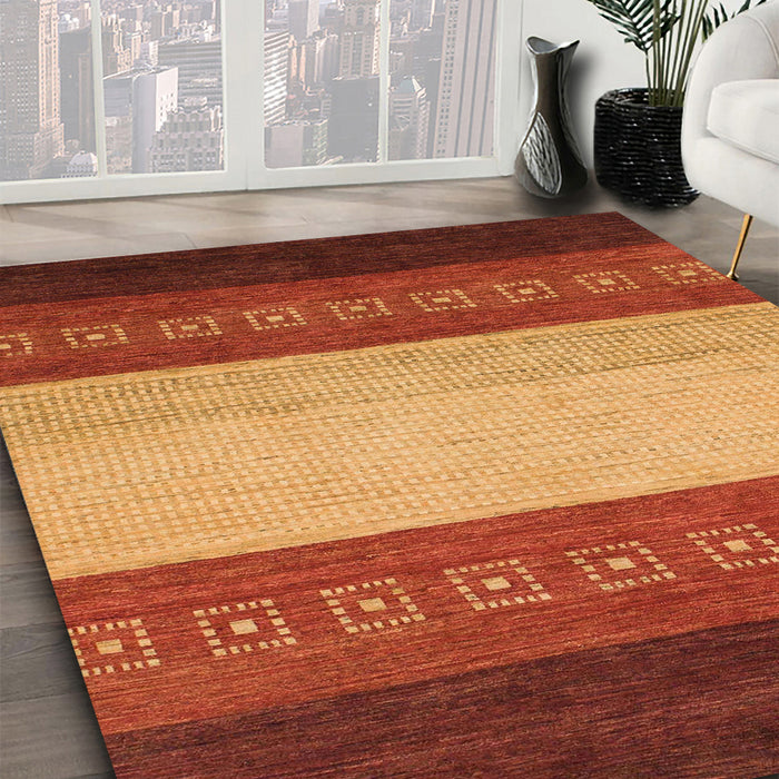 Machine Washable Abstract Tomato Red Rug in a Family Room, wshabs1449