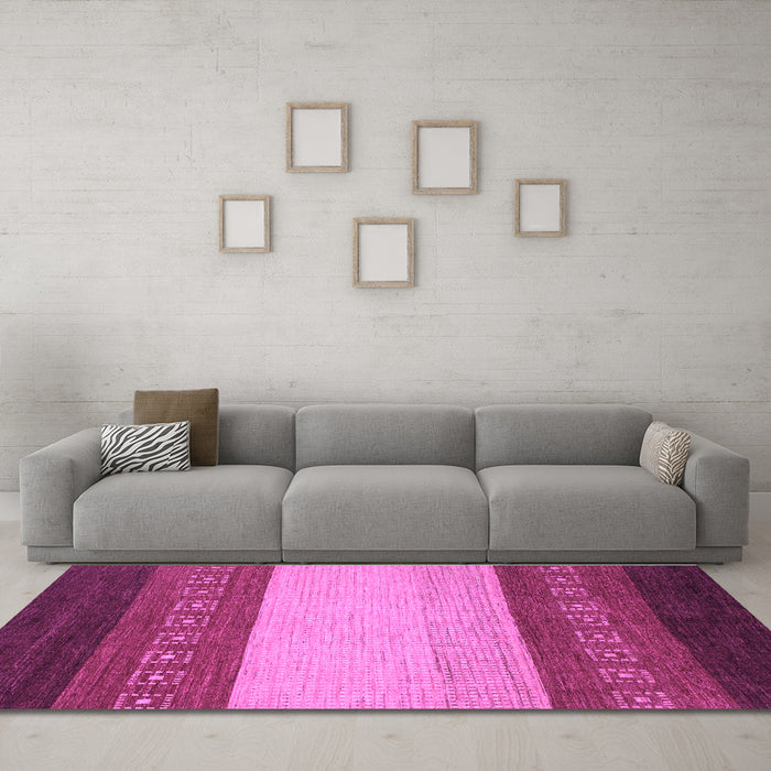 Machine Washable Abstract Purple Modern Area Rugs in a Living Room, wshabs1449pur