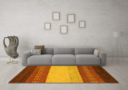 Machine Washable Abstract Yellow Modern Rug in a Living Room, wshabs1449yw
