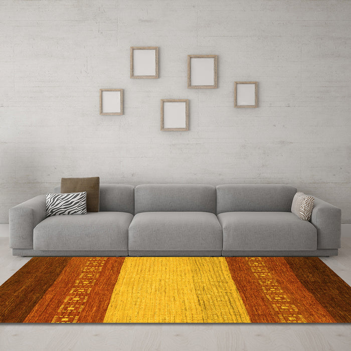 Machine Washable Abstract Yellow Modern Rug in a Living Room, wshabs1449yw