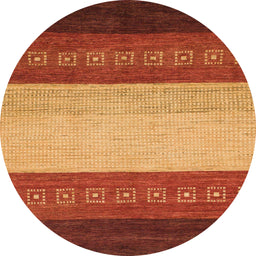 Round Machine Washable Abstract Tomato Red Rug, wshabs1449