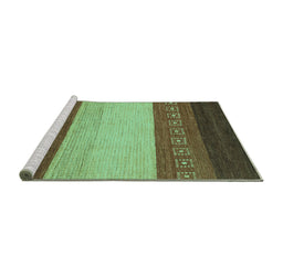 Sideview of Machine Washable Abstract Turquoise Modern Area Rugs, wshabs1449turq