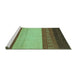 Sideview of Machine Washable Abstract Turquoise Modern Area Rugs, wshabs1449turq