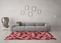 Machine Washable Abstract Red Modern Rug, wshabs144red