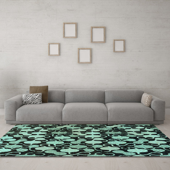 Machine Washable Abstract Light Blue Modern Rug in a Living Room, wshabs144lblu