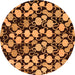 Round Machine Washable Abstract Orange Modern Area Rugs, wshabs144org