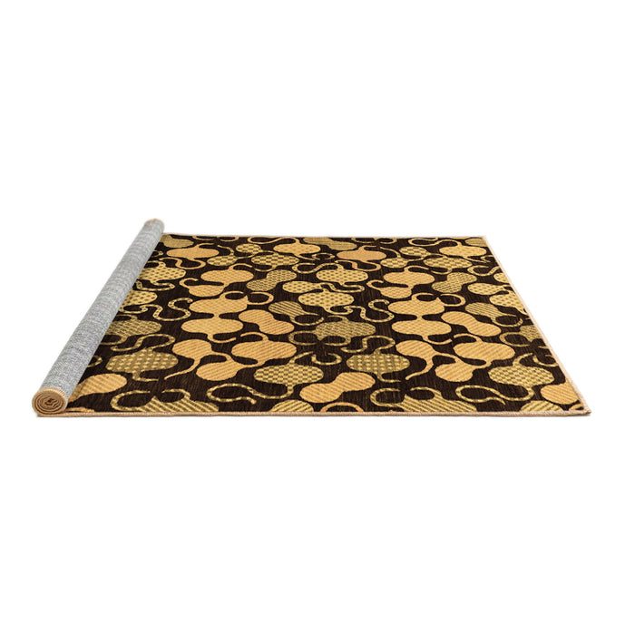 Sideview of Machine Washable Abstract Brown Modern Rug, wshabs144brn