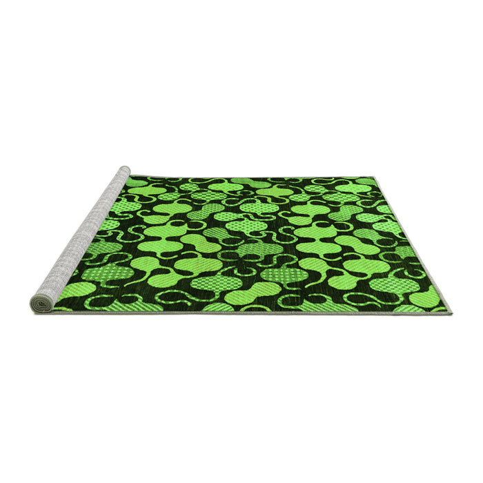 Sideview of Machine Washable Abstract Green Modern Area Rugs, wshabs144grn