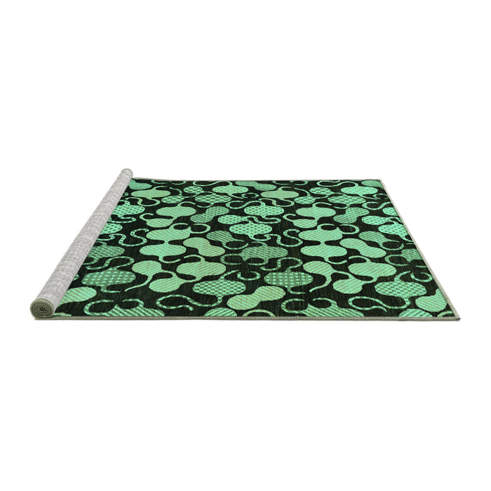 Sideview of Machine Washable Abstract Turquoise Modern Area Rugs, wshabs144turq