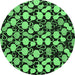 Round Machine Washable Abstract Emerald Green Modern Area Rugs, wshabs144emgrn